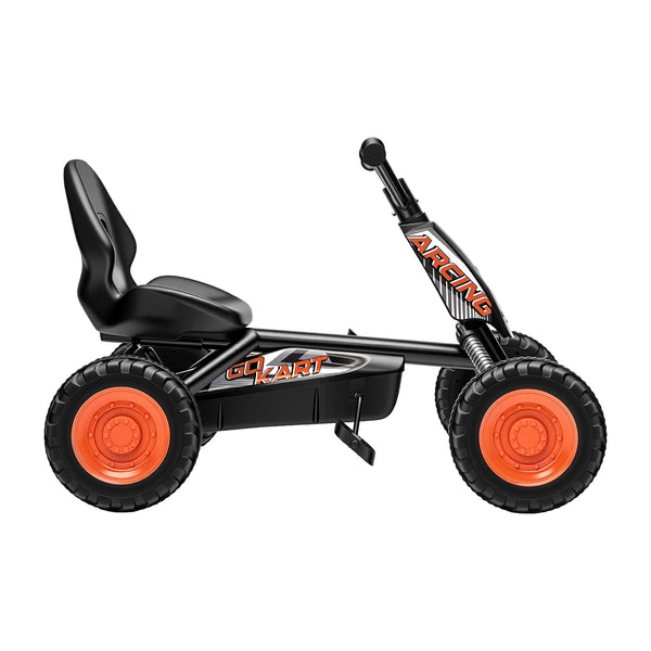 Rigo Pedal Go Kart Kids with Plastic Wheels Forward Reverse Black 84cm Awezingly