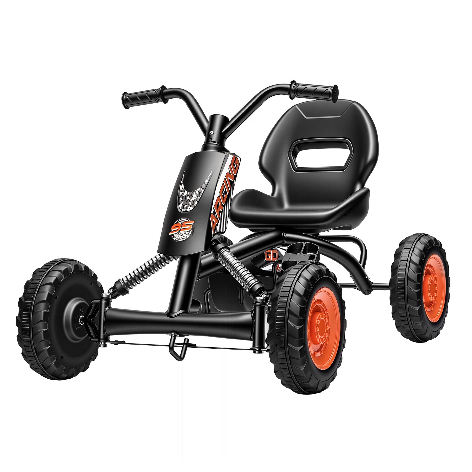 Rigo Pedal Go Kart Kids with Plastic Wheels Forward Reverse Black 84cm Awezingly