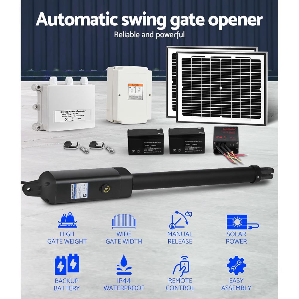 Single Swing Gate Opener 600KG 20W Solar Panel UL-tech