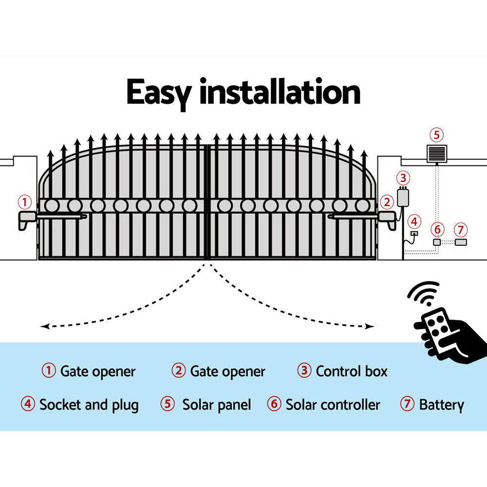 Dual Swing Gate Opener 800KG 20W Solar Panel UL-tech