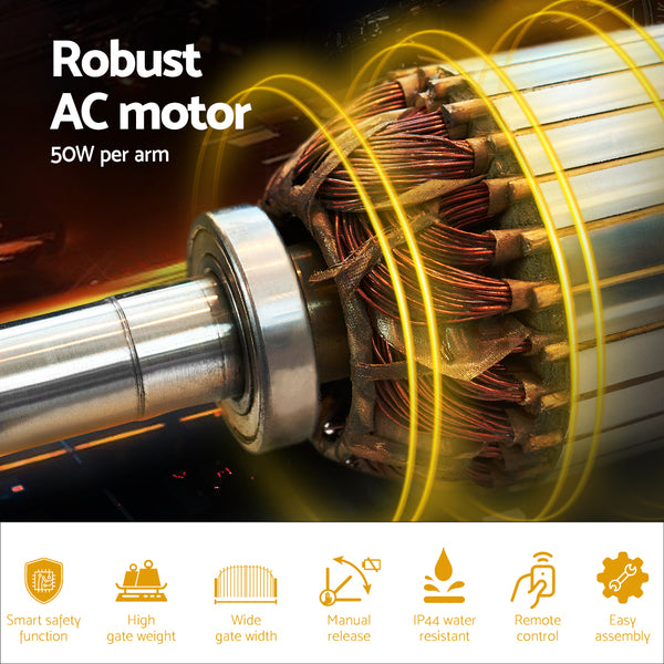 Dual Swing Gate Opener 40W Full Solar Power 600KG 10M UL-tech