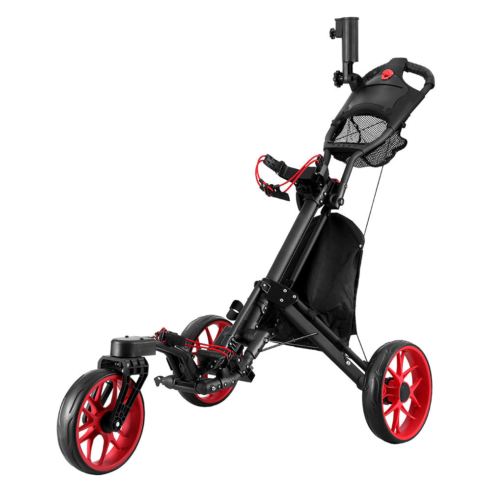 Everfit Golf Buggy Foldable Trolley Golf Cart Swivel Wheel Umbrella Bottle Stand Everfit