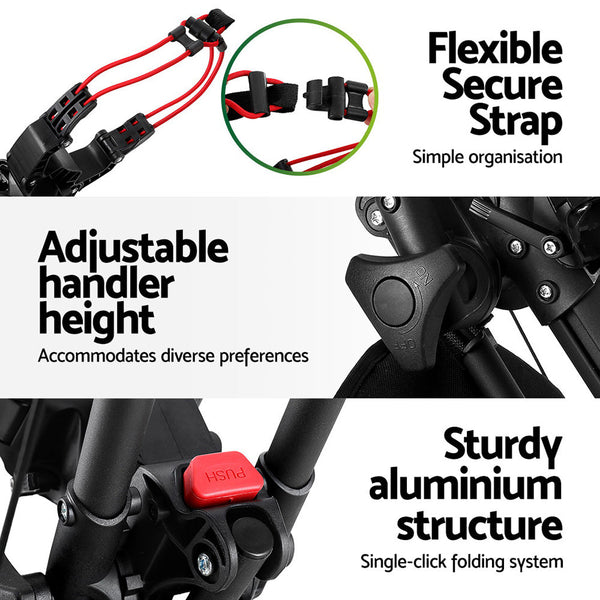 Everfit Golf Buggy Foldable Trolley Golf Cart Swivel Wheel Umbrella Bottle Stand Everfit