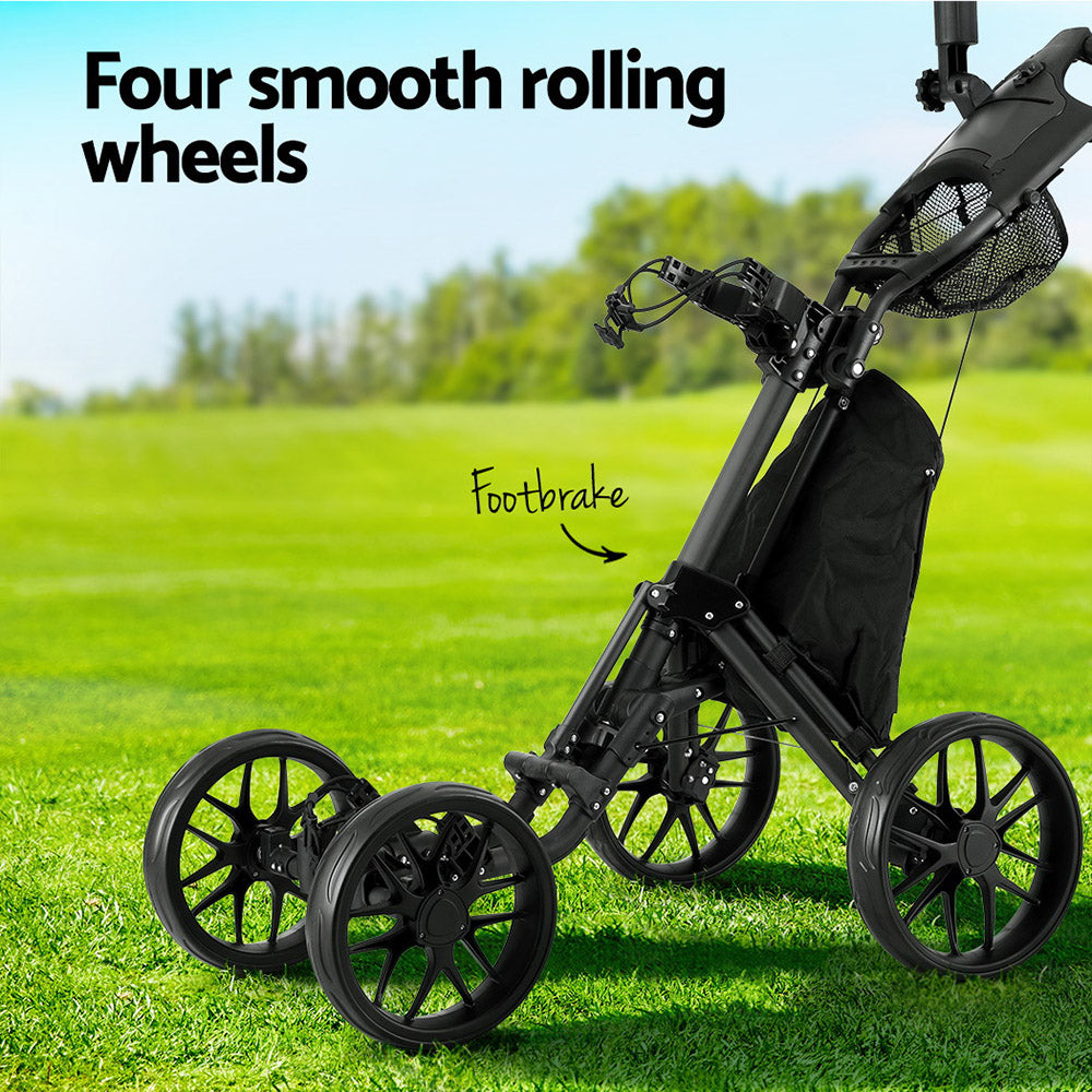 Everfit Golf Buggy Foldable Trolley Golf Cart Wheels Umbrella Bottle Holder Everfit