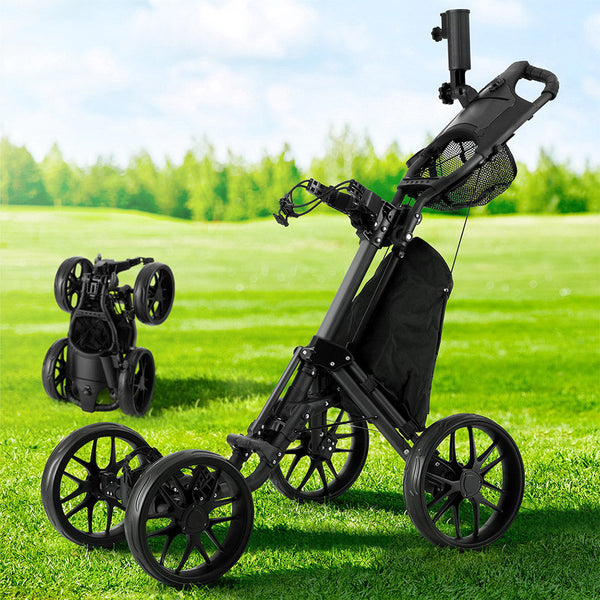 Everfit Golf Buggy Foldable Trolley Golf Cart Wheels Umbrella Bottle Holder Everfit