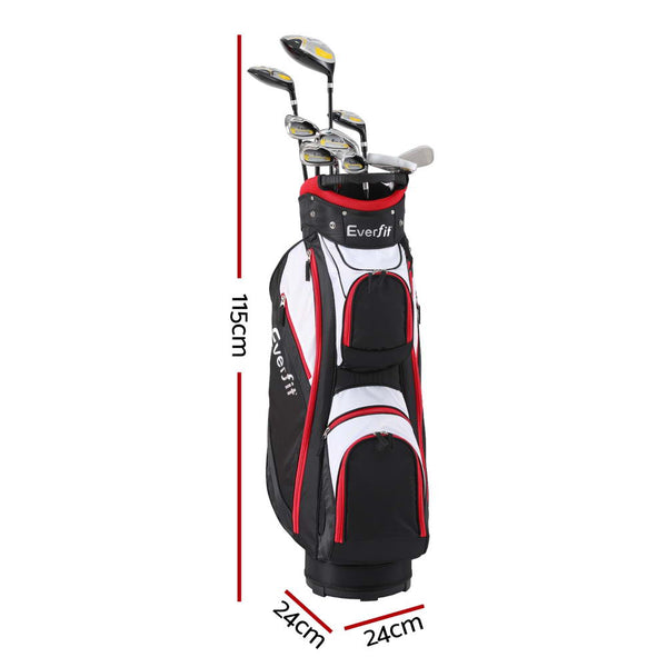 Everfit Golf Clubs Set Men Right Handed Golf Wedges Alloy Driver Golf Stand Bag Everfit