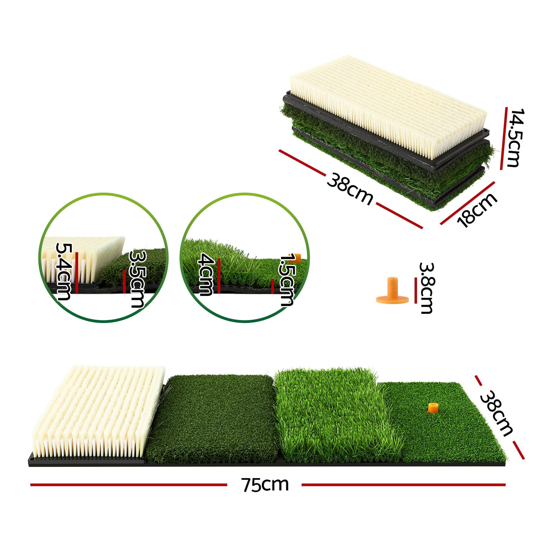Everfit Golf Hitting Mat Practice Turf 4 in 1 Foldable Training Aid Backyard Everfit