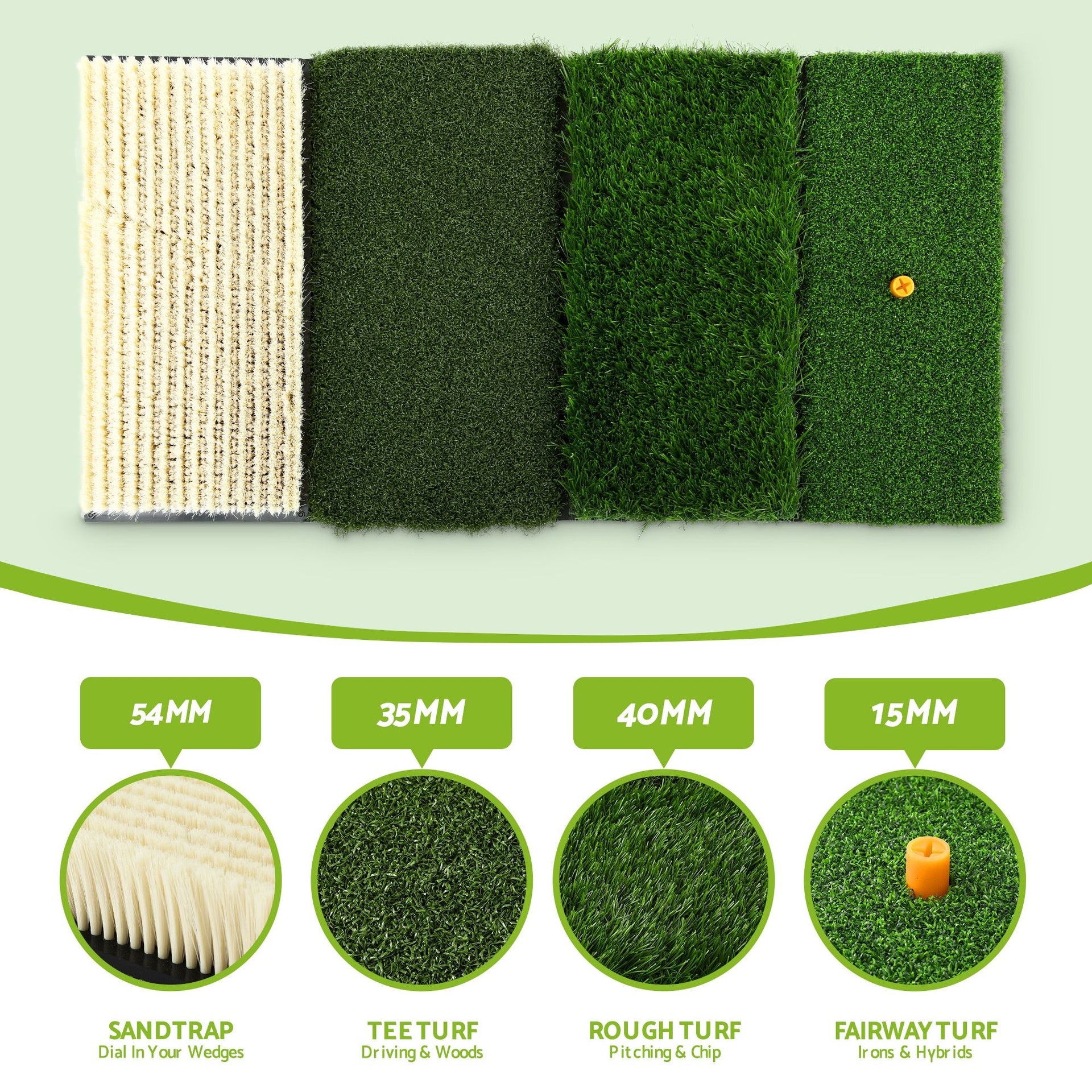 Everfit Golf Hitting Mat Practice Turf 4 in 1 Foldable Training Aid Backyard Everfit