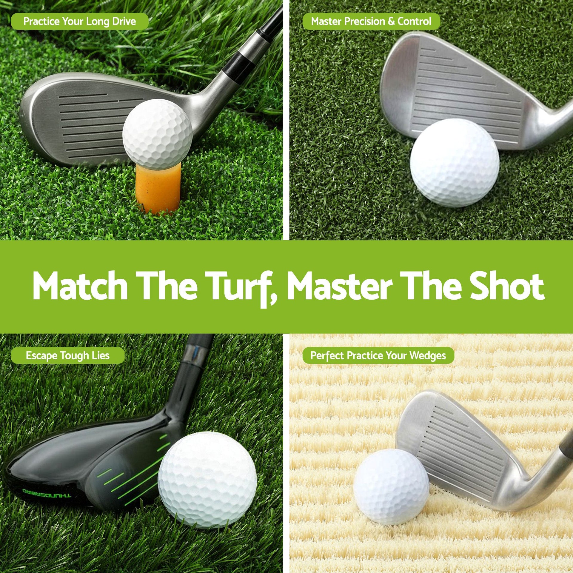 Everfit Golf Hitting Mat Practice Turf 4 in 1 Foldable Training Aid Backyard Everfit