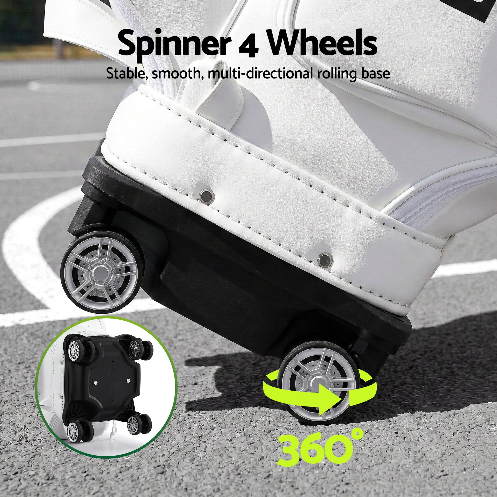 Everfit Golf Cart Bag Rolling Buggy Club Organiser Synthetic Leather White Awezingly