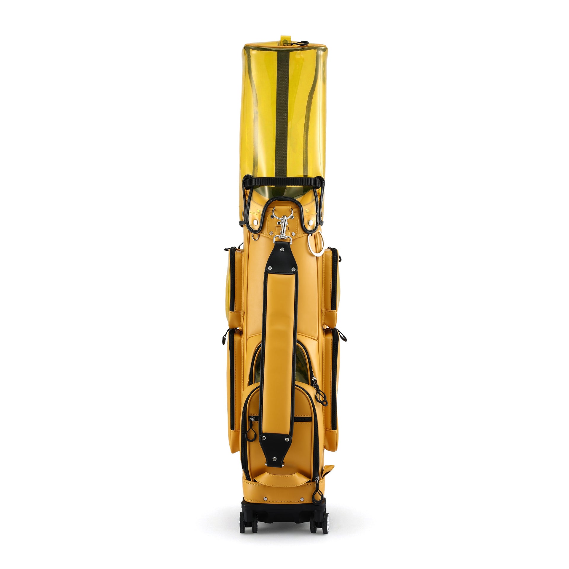 Everfit Golf Cart Bag Rolling Buggy Club Organiser Synthetic Leather Yellow Awezingly
