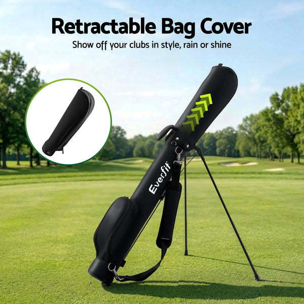 Everfit Golf Stand Bag Lightweight Sunday Pitch And Putt Bag Black Awezingly