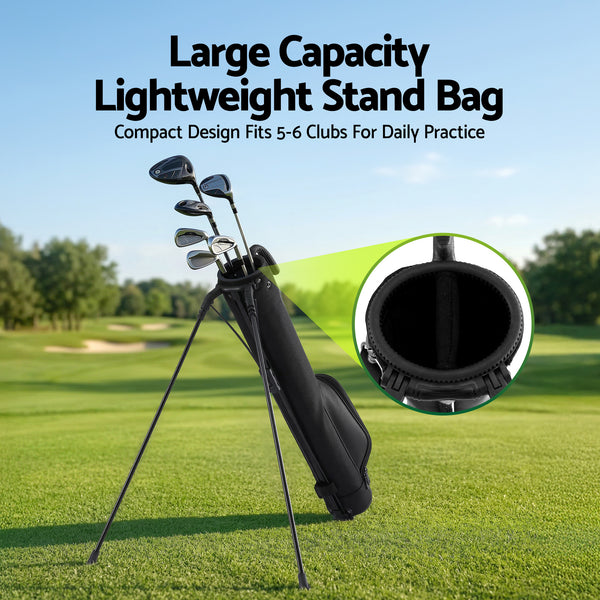 Everfit Golf Stand Bag Lightweight Sunday Pitch And Putt Bag Black Awezingly
