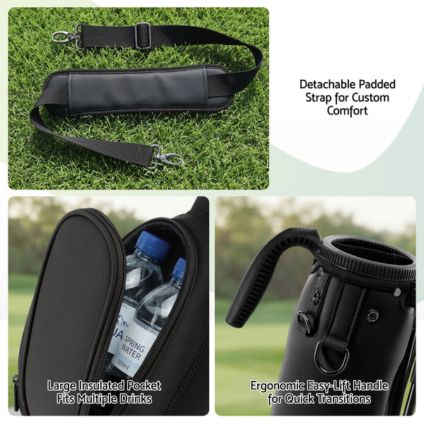 Everfit Golf Stand Bag Lightweight Sunday Pitch And Putt Bag Black Awezingly