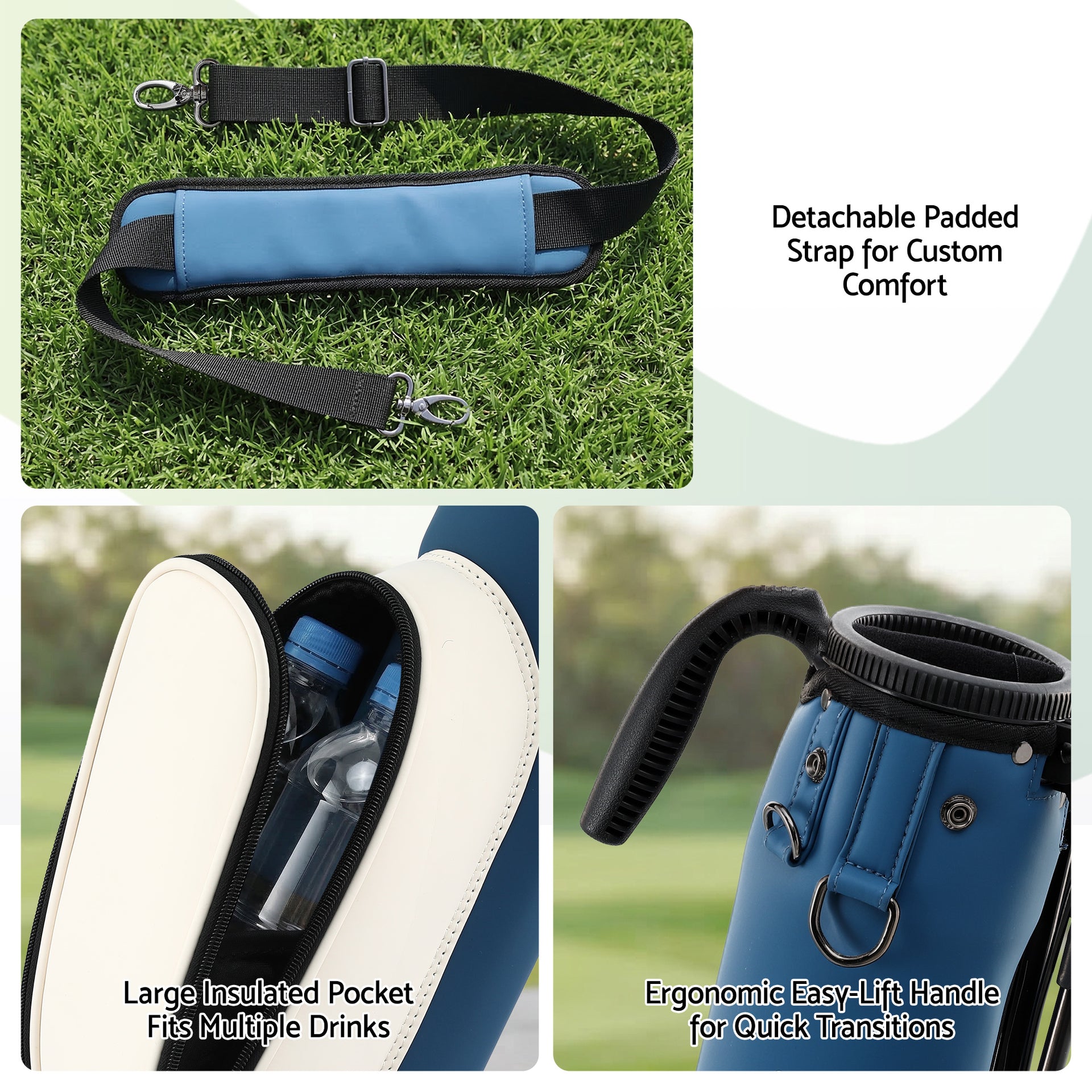 Everfit Golf Stand Bag Lightweight Sunday Pitch And Putt Bag Blue Awezingly