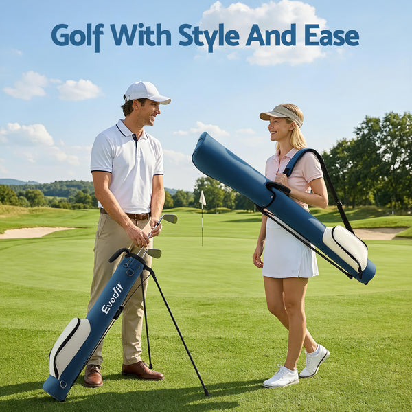 Everfit Golf Stand Bag Lightweight Sunday Pitch And Putt Bag Blue Awezingly