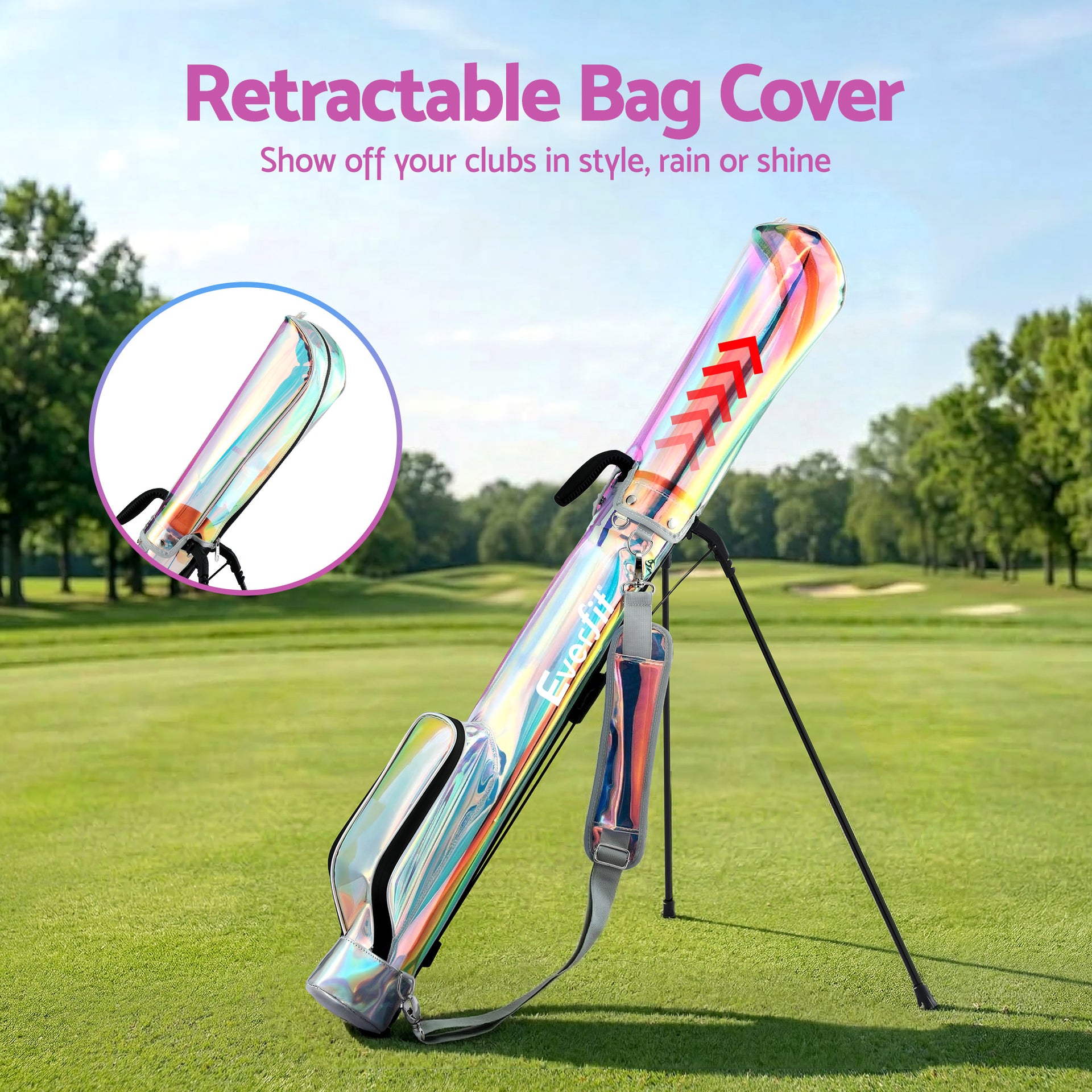 Everfit Golf Stand Bag Lightweight Sunday Pitch And Putt Bag Holographic Awezingly