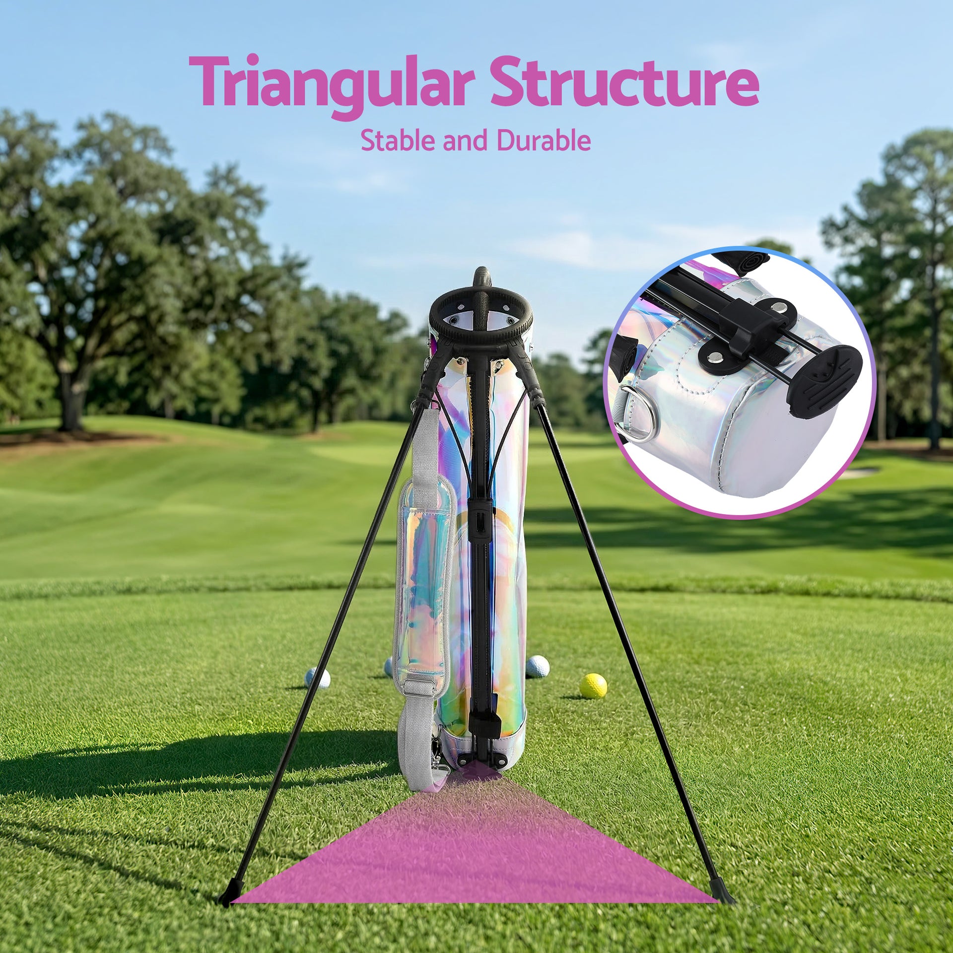 Everfit Golf Stand Bag Lightweight Sunday Pitch And Putt Bag Holographic Awezingly