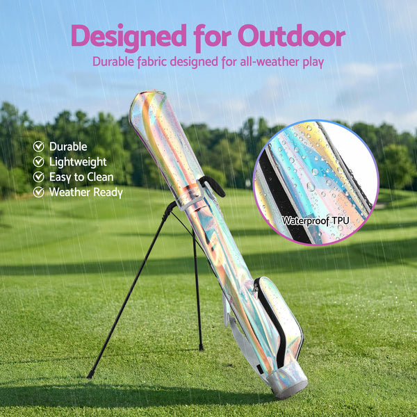 Everfit Golf Stand Bag Lightweight Sunday Pitch And Putt Bag Holographic Awezingly