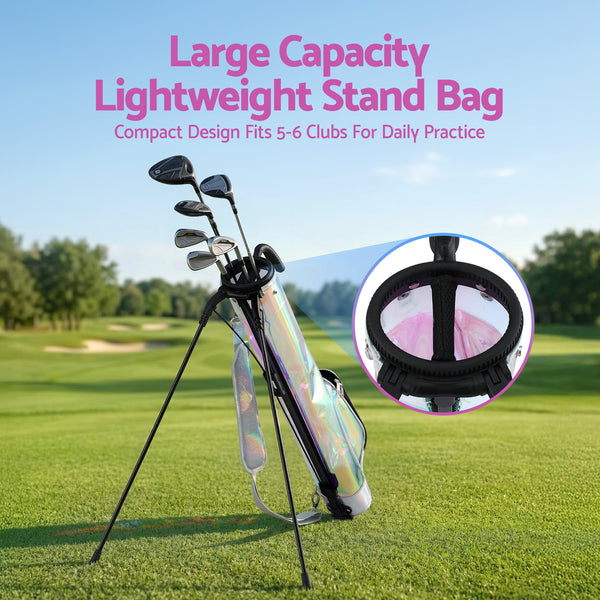Everfit Golf Stand Bag Lightweight Sunday Pitch And Putt Bag Holographic Awezingly