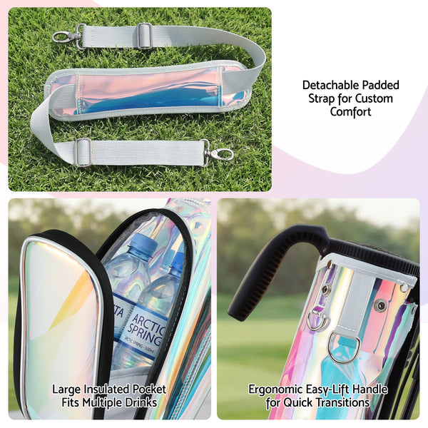 Everfit Golf Stand Bag Lightweight Sunday Pitch And Putt Bag Holographic Awezingly