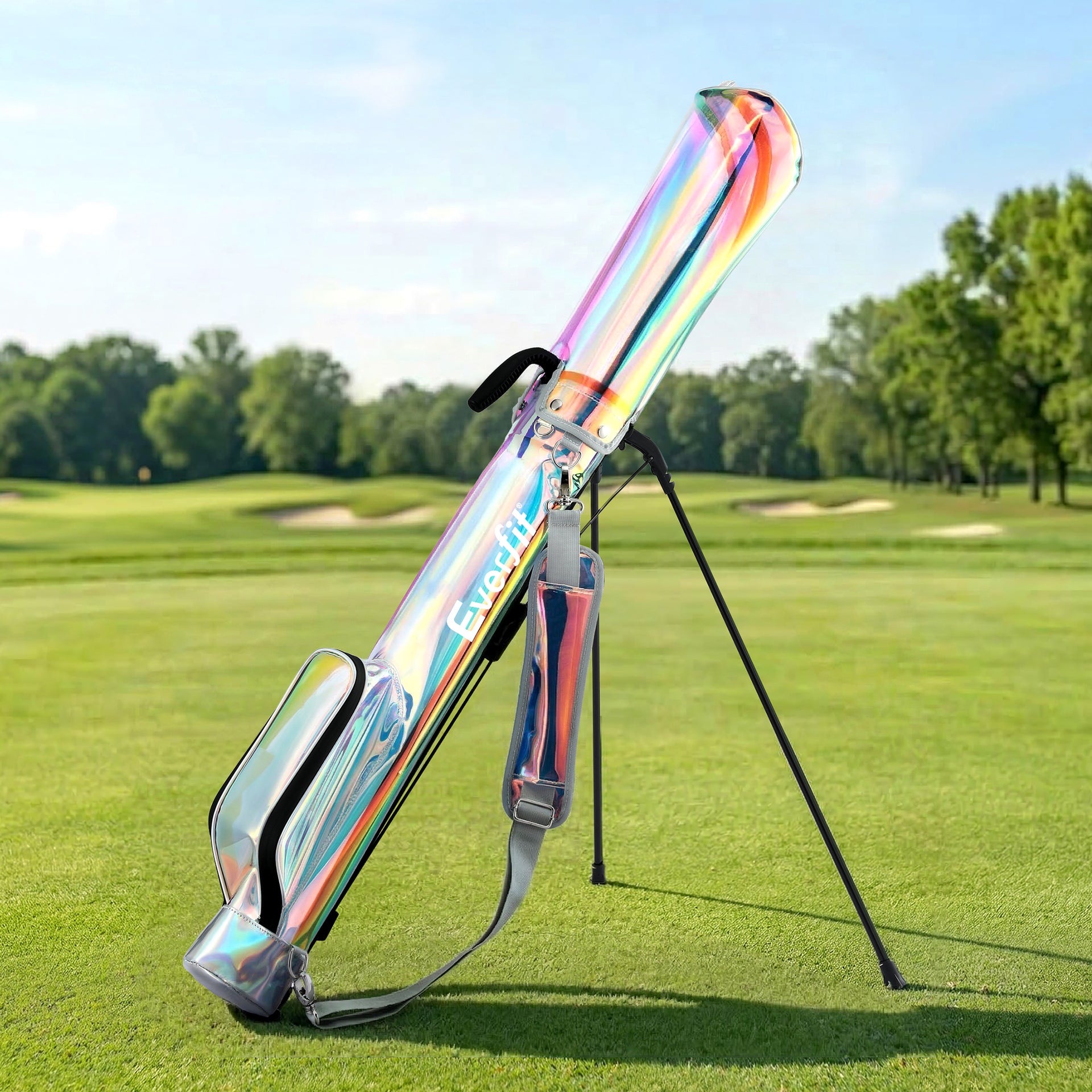 Everfit Golf Stand Bag Lightweight Sunday Pitch And Putt Bag Holographic Awezingly