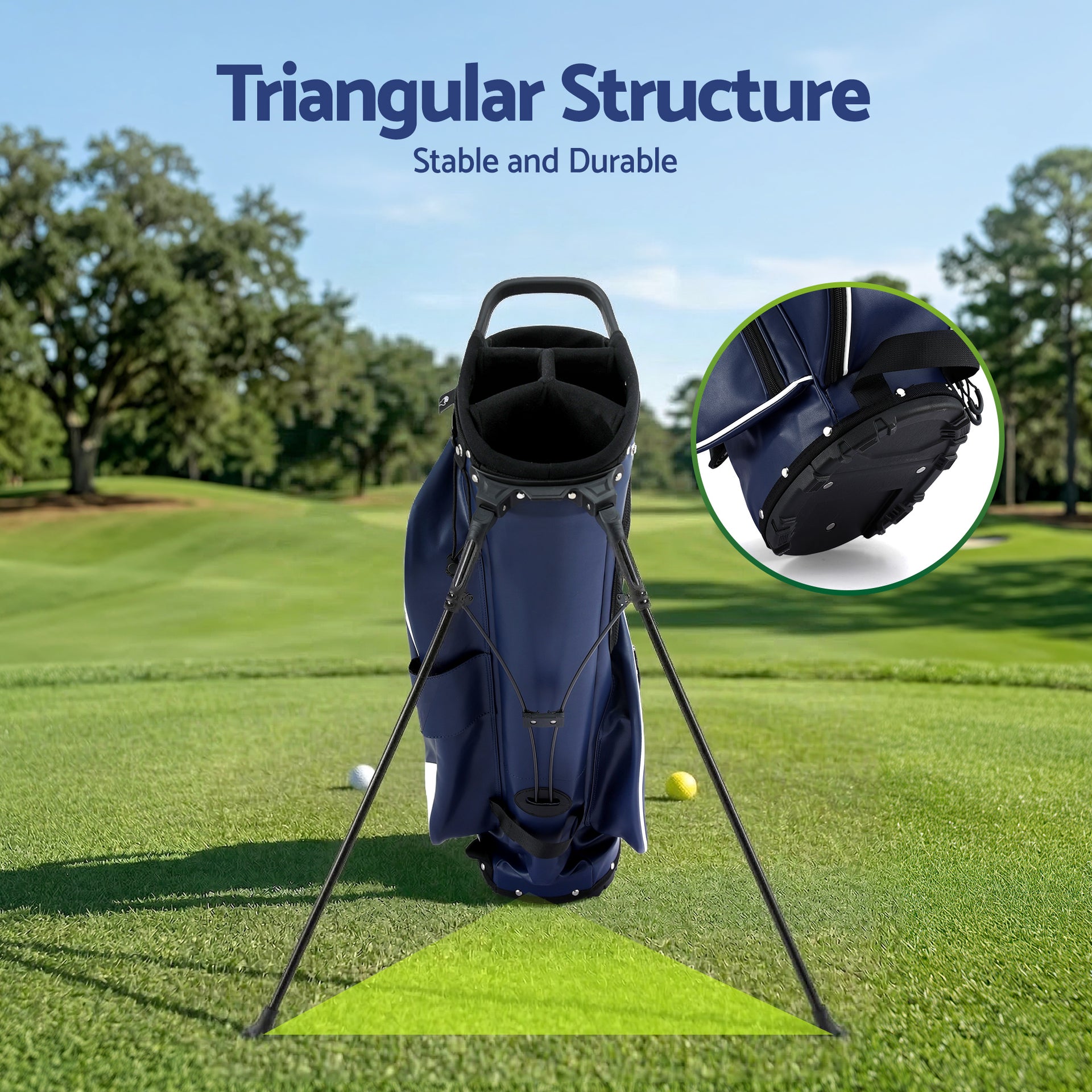 Everfit Golf Stand Bag Lightweight Carry Bag Dual Strap Club Divider Blue Awezingly