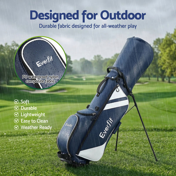 Everfit Golf Stand Bag Lightweight Carry Bag Dual Strap Club Divider Blue Awezingly