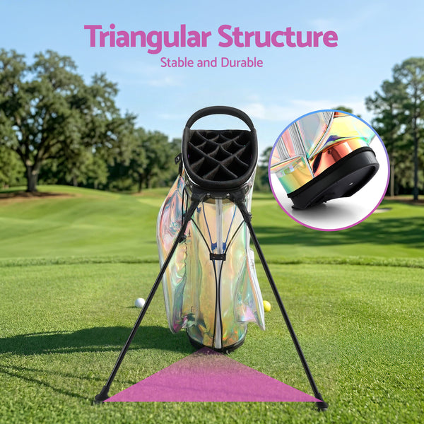 Everfit Golf Stand Bag Lightweight Carry Bag Dual Strap Club Divider Holographic Awezingly