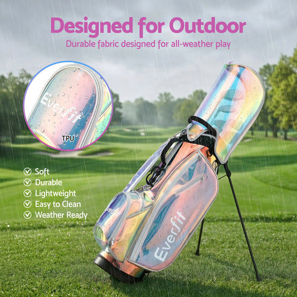 Everfit Golf Stand Bag Lightweight Carry Bag Dual Strap Club Divider Holographic Awezingly