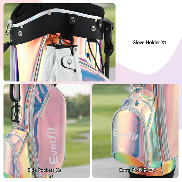 Everfit Golf Stand Bag Lightweight Carry Bag Dual Strap Club Divider Holographic Awezingly