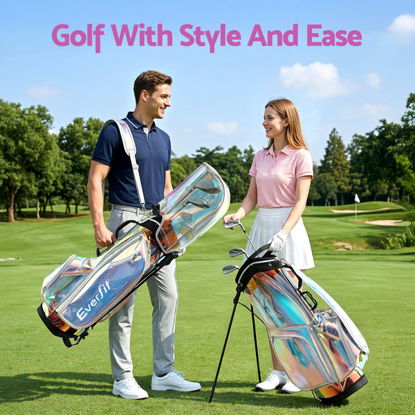 Everfit Golf Stand Bag Lightweight Carry Bag Dual Strap Club Divider Holographic Awezingly