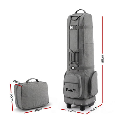 Everfit Golf Travel Bag Flight Cover Foldable Soft Case Wheels Grey
