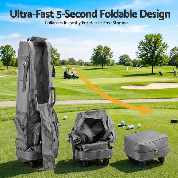 Everfit Golf Travel Bag Flight Cover Foldable Soft Case Wheels Grey Awezingly