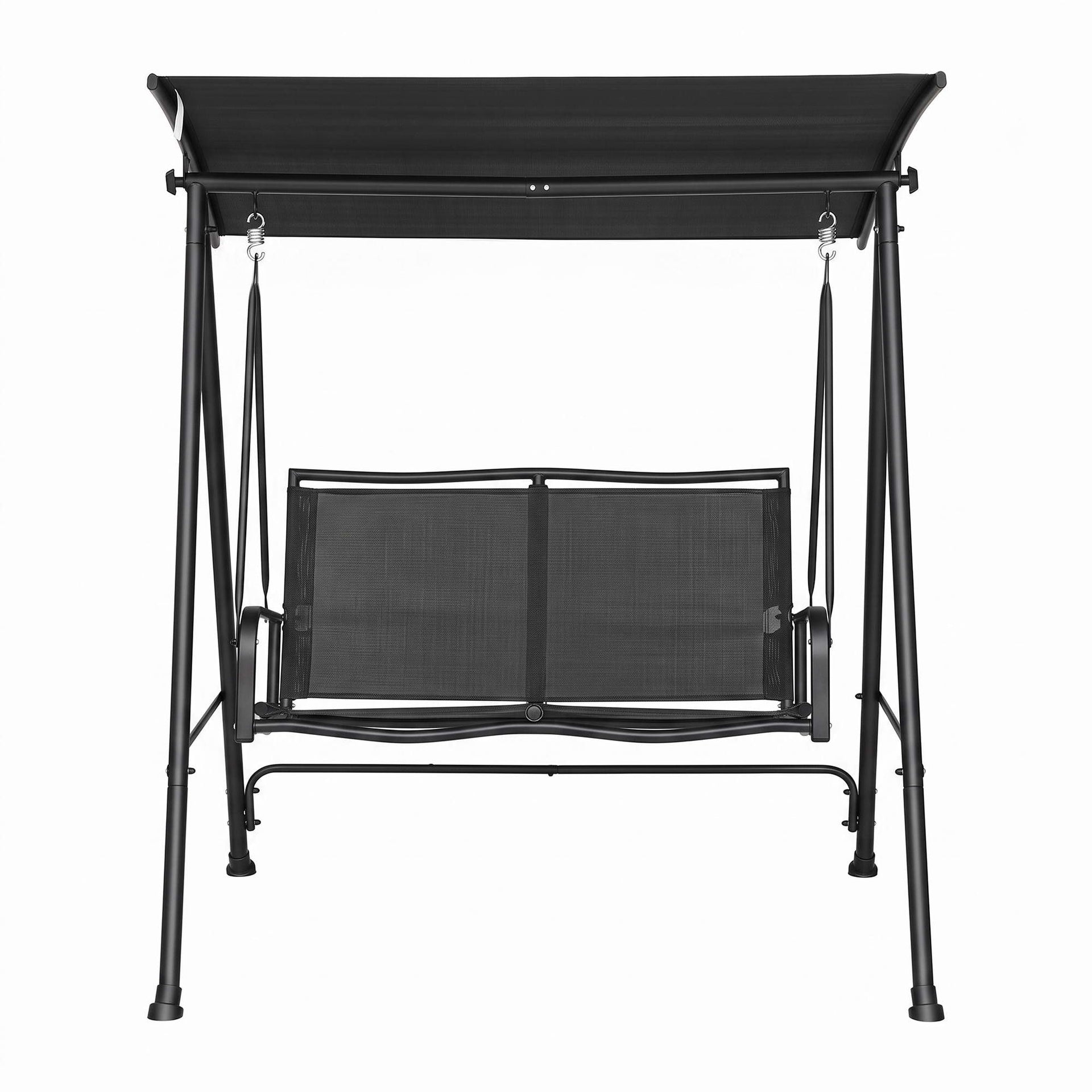 Gardeon Outdoor Swing Chair with Adjustable Canopy 142cmx172cm Stand Black Awezingly