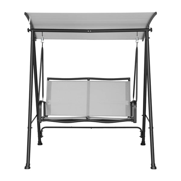 Gardeon Outdoor Swing Chair with Adjustable Canopy 142cmx172cm Stand Grey Awezingly