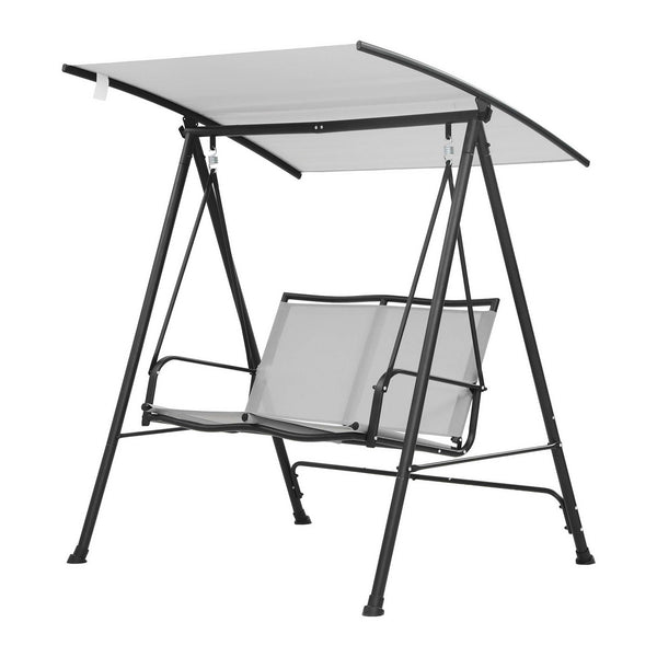 Gardeon Outdoor Swing Chair with Adjustable Canopy 142cmx172cm Stand Grey Awezingly
