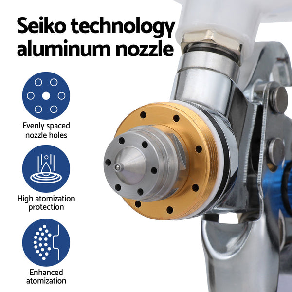 Giantz Spray Gun Paint Gun HVLP Gravity Feed 1.4mm 1.7mm 2.0mm Nozzles Included Giantz