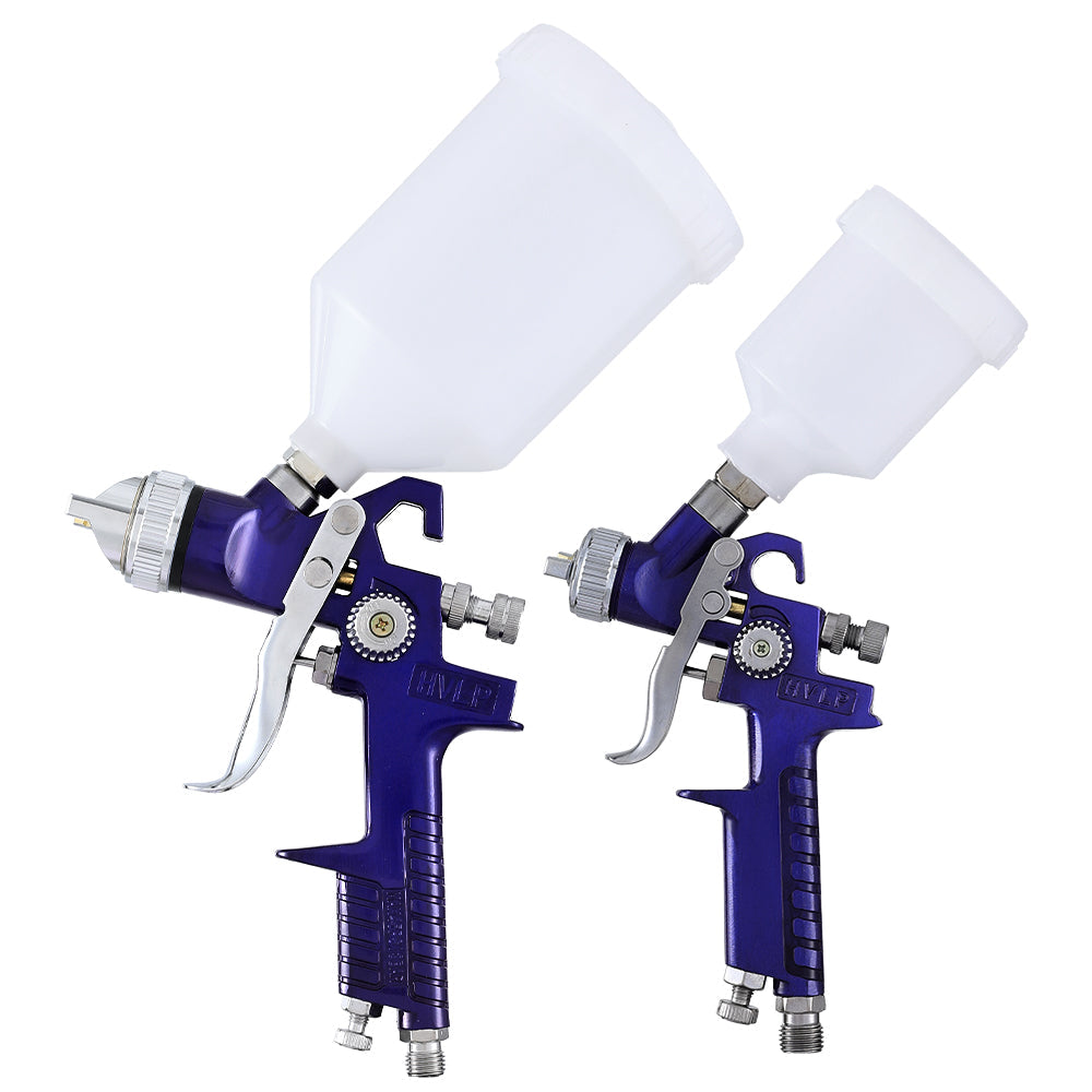 Giantz 2PC HVLP Spray Gun Paint Gun Gravity Feed 0.8mm 1.4,mm Nozzles Included Giantz