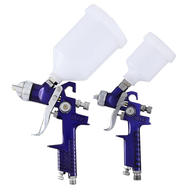 Giantz 2PC HVLP Spray Gun Paint Gun Gravity Feed 0.8mm 1.4,mm Nozzles Included Giantz