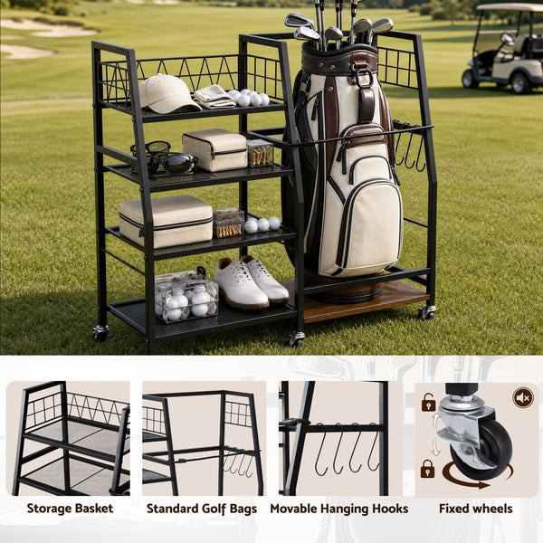 Everfit Golf Bag Storage Rack Golf Organizer Hold 1 Bags 4 Shelves Awezingly