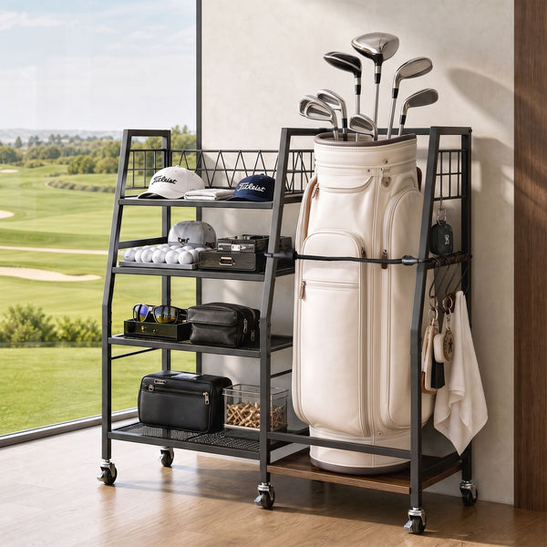Everfit Golf Bag Storage Rack Golf Organizer Hold 1 Bags 4 Shelves Awezingly