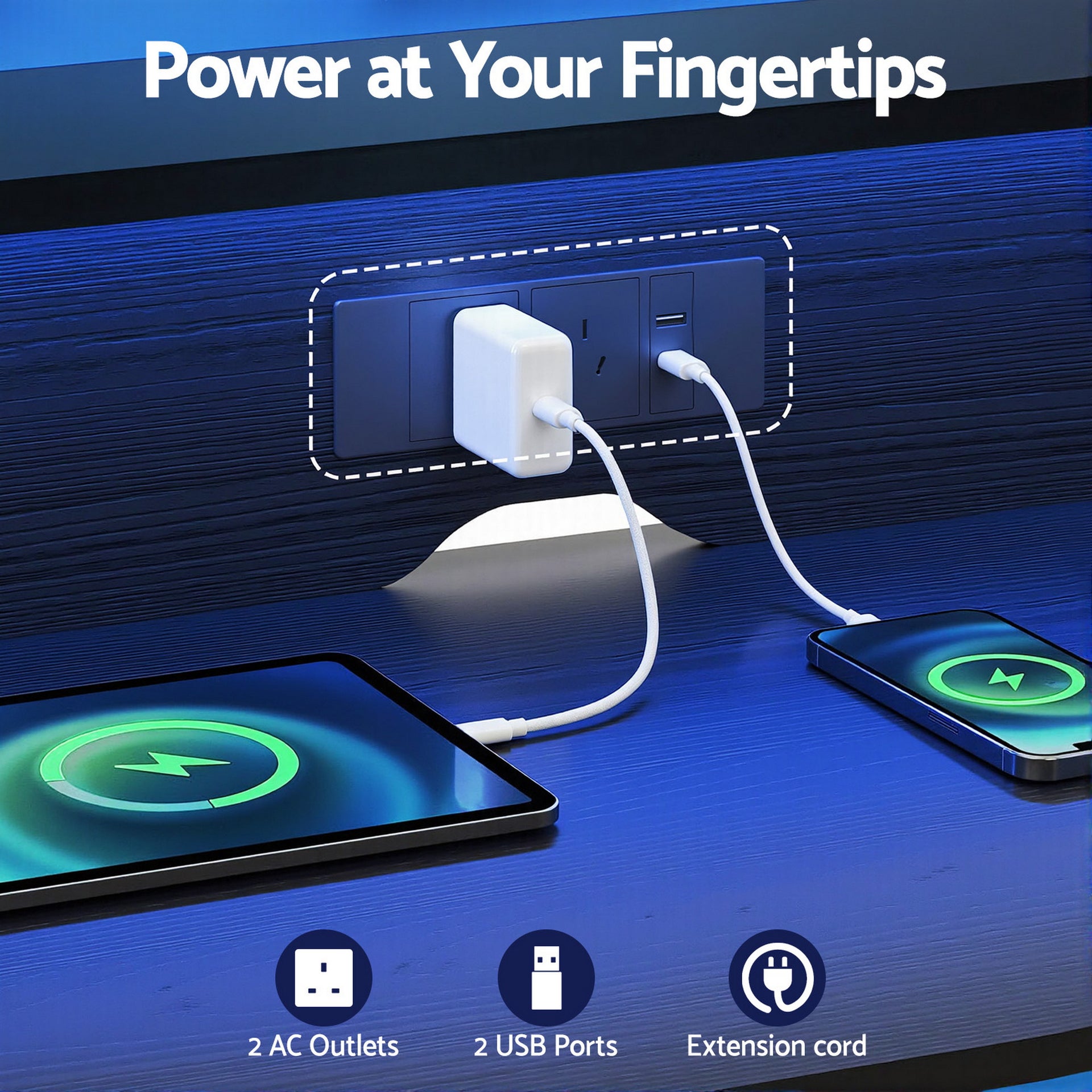 Artiss Gaming Desk with LED Lights Computer Desk Table with Monitor Shelf Power 120cm Awezingly