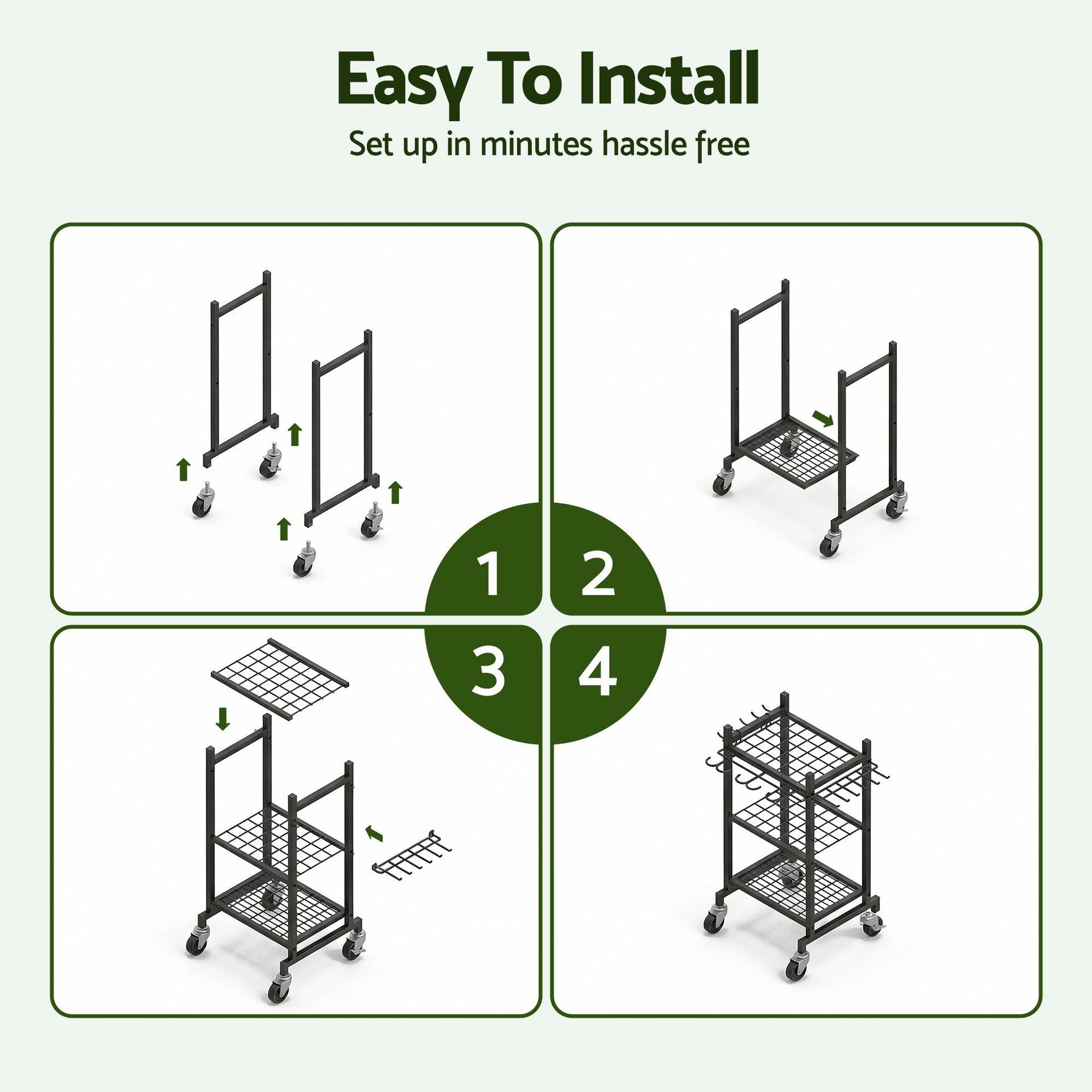 Gardeon Garden Tool Organizer with Wheels Heavy Duty Garage Yard Storage Cart Awezingly