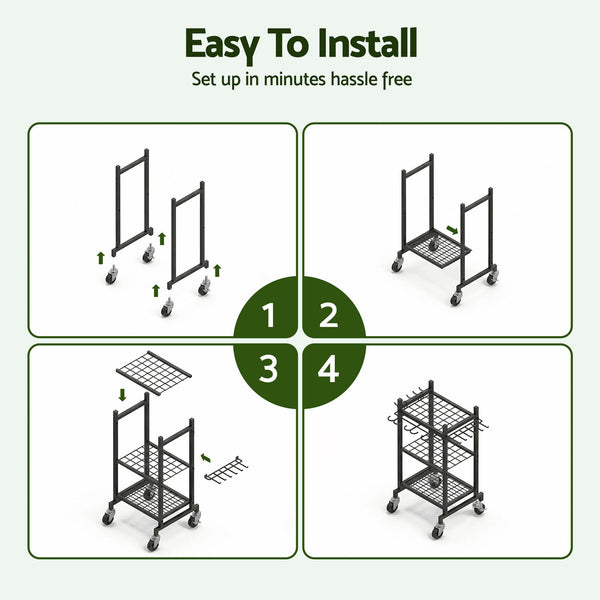Gardeon Garden Tool Organizer with Wheels Heavy Duty Garage Yard Storage Cart Awezingly
