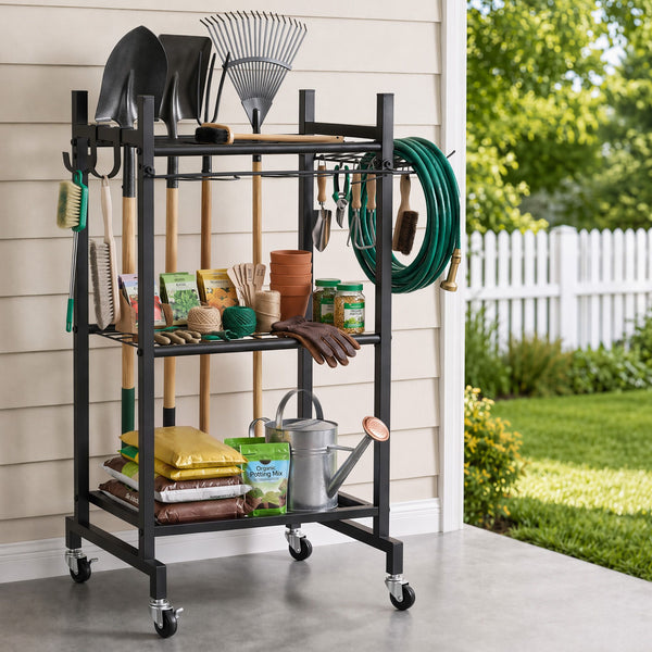 Gardeon Garden Tool Organizer with Wheels Heavy Duty Garage Yard Storage Cart Awezingly