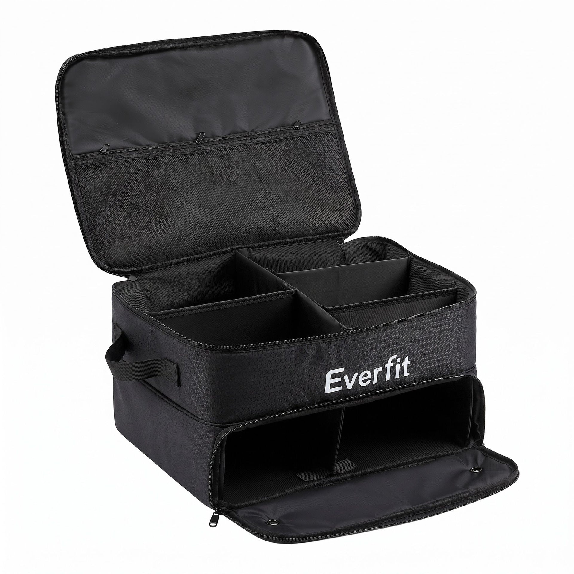 Everfit Golf Trunk Organizer for Car, 2-Tier Golf Storage Bag with Ventilated Shoe Compartment Black Awezingly