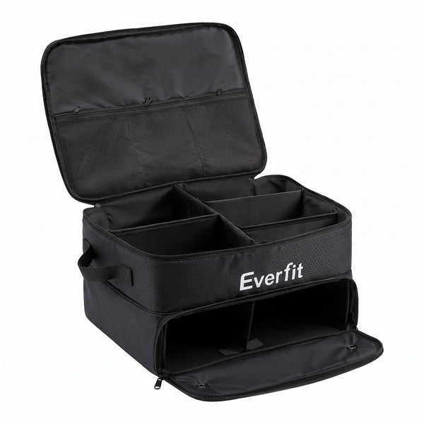 Everfit Golf Trunk Organizer for Car, 2-Tier Golf Storage Bag with Ventilated Shoe Compartment Black Awezingly
