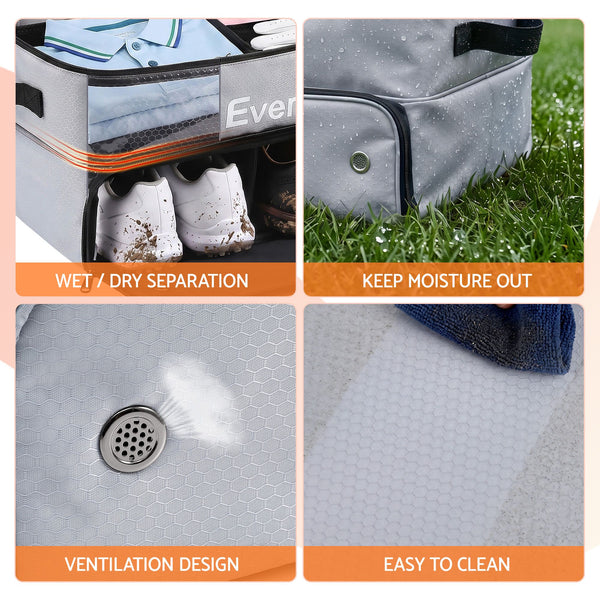 Everfit Golf Trunk Organizer for Car, 2-Tier Golf Storage Bag with Ventilated Shoe Compartment Grey Awezingly