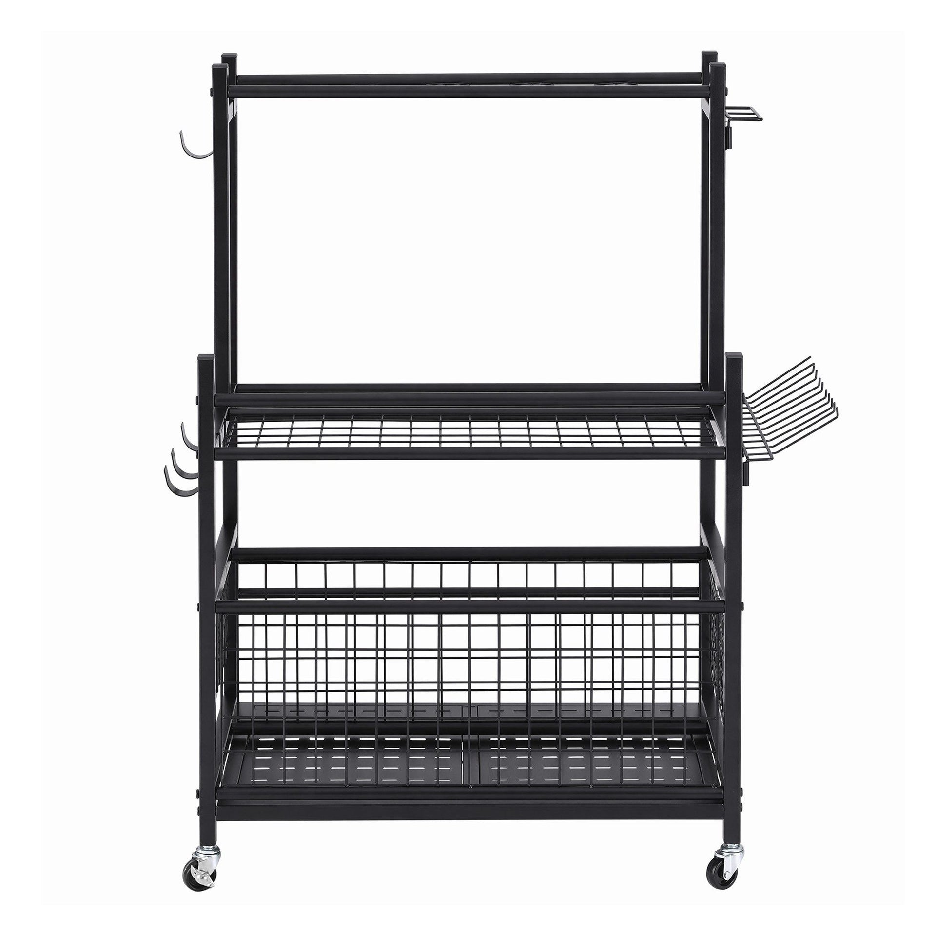 Gardeon Garden Tool Organizer Rack 16 Slots Rolling Garage Storage with Hooks Awezingly